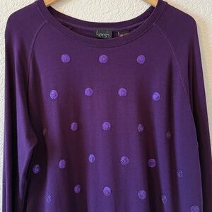 Kersh Super Soft Purple Cotton Blend Top with Purple Embellishments, size XXL